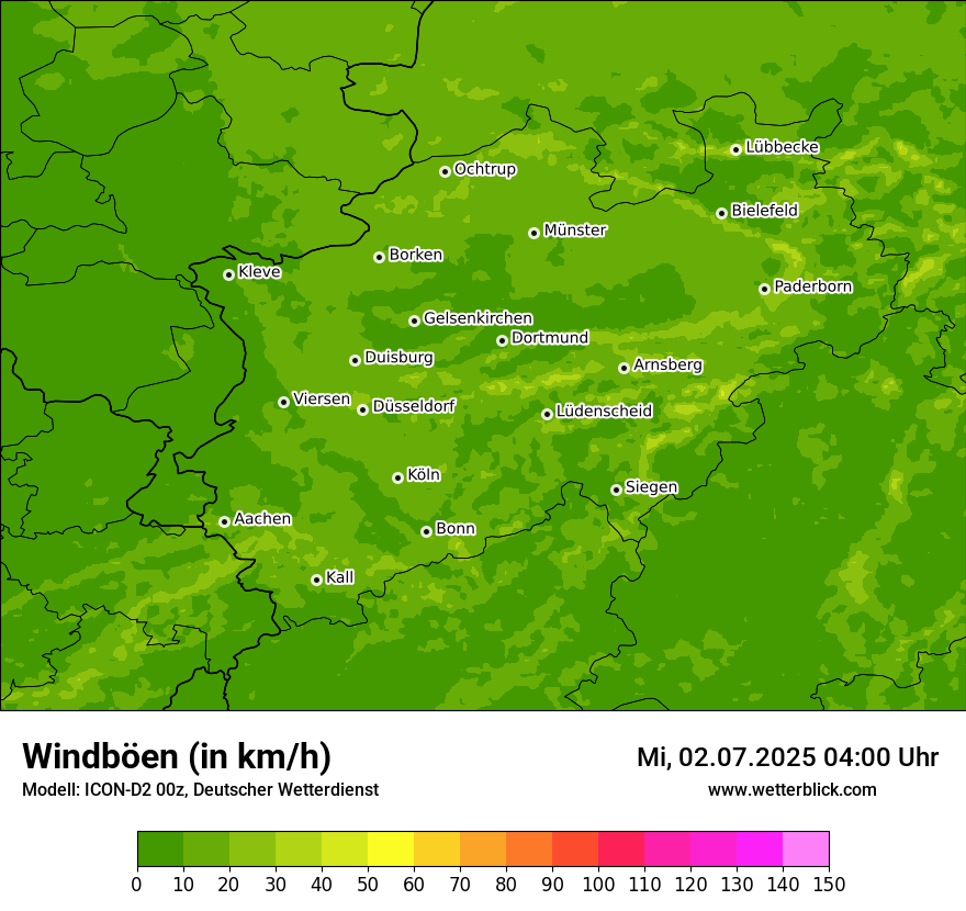 Modellkarten Windgeschwindigkeit