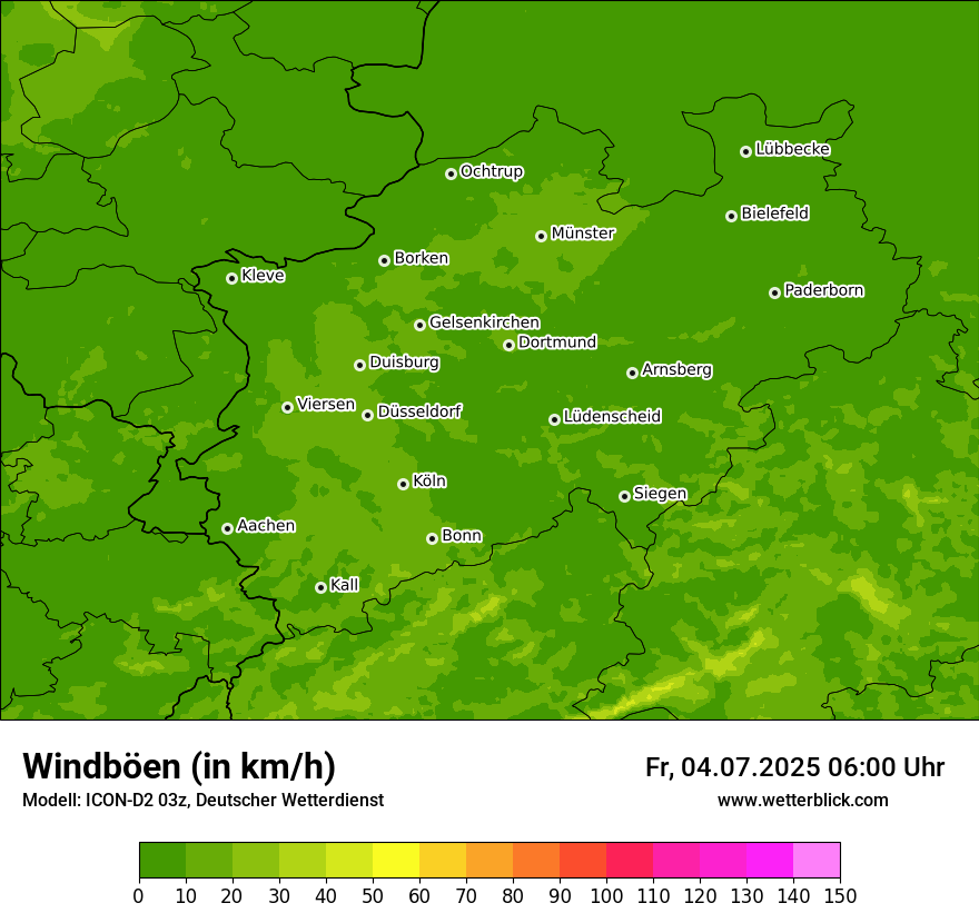 Modellkarten Windgeschwindigkeit