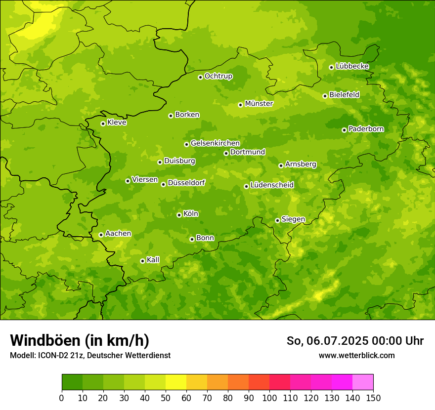 Modellkarten Windgeschwindigkeit