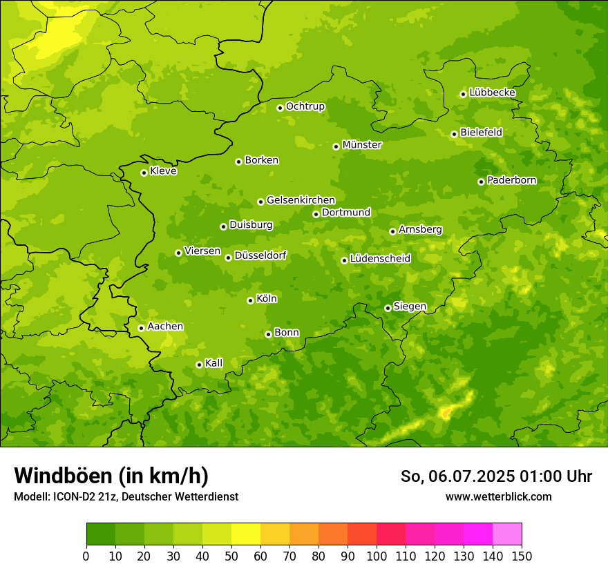 Modellkarten Windgeschwindigkeit