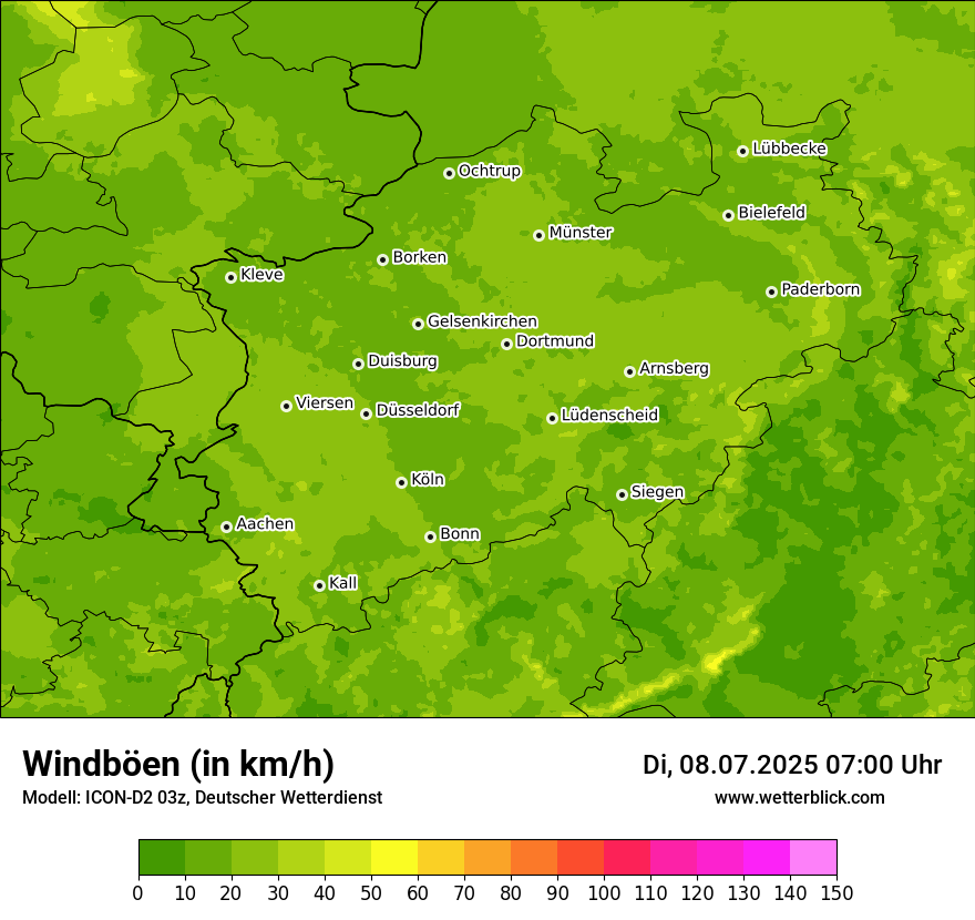 Modellkarten Windgeschwindigkeit