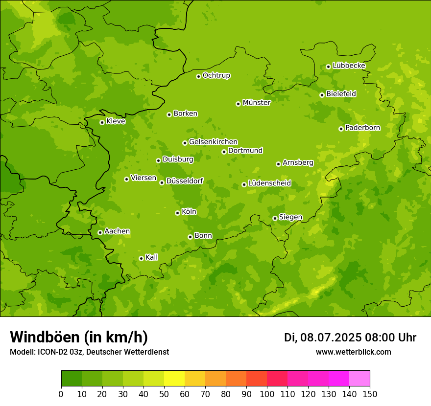 Modellkarten Windgeschwindigkeit