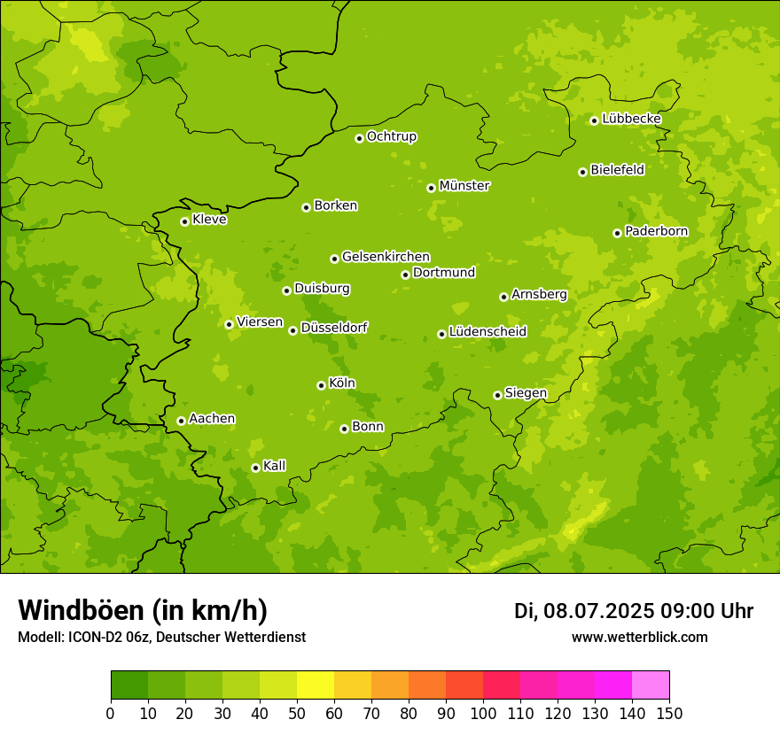 Modellkarten Windgeschwindigkeit