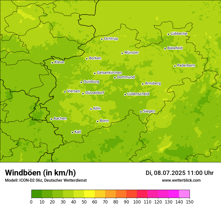 Modellkarten Windgeschwindigkeit