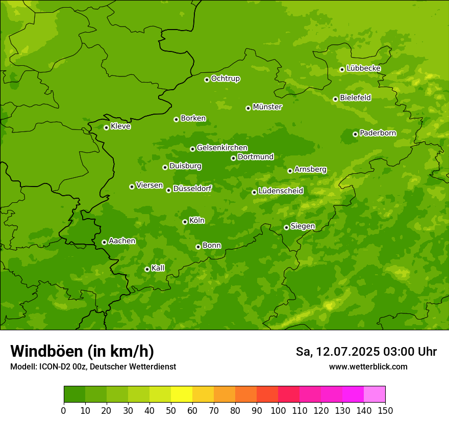 Modellkarten Windgeschwindigkeit