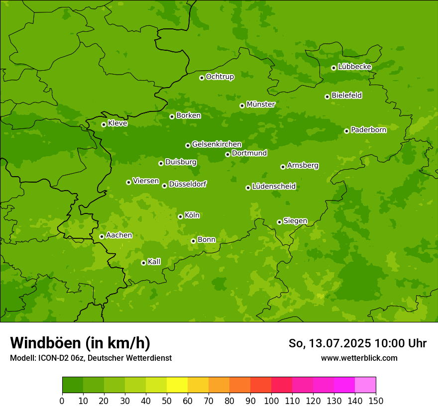 Modellkarten Windgeschwindigkeit