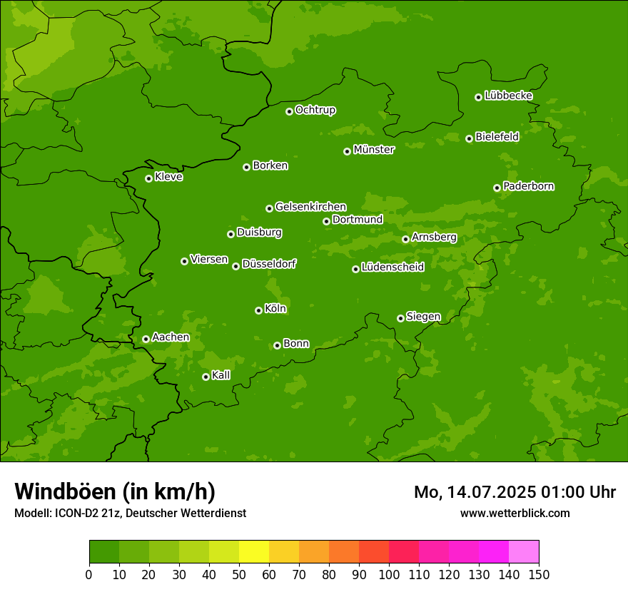 Modellkarten Windgeschwindigkeit