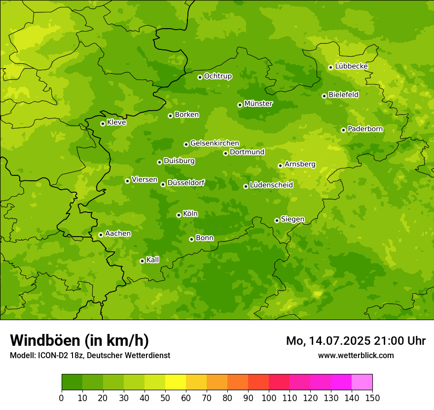 Modellkarten Windgeschwindigkeit
