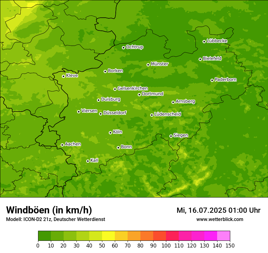 Modellkarten Windgeschwindigkeit