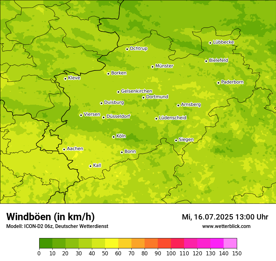 Modellkarten Windgeschwindigkeit