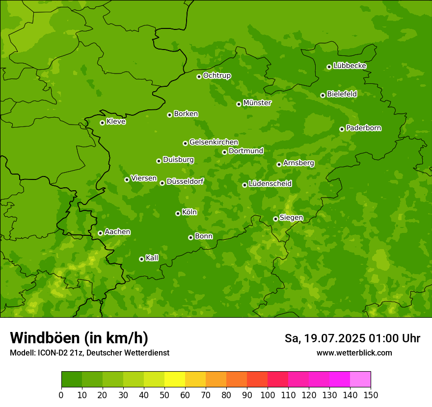 Modellkarten Windgeschwindigkeit