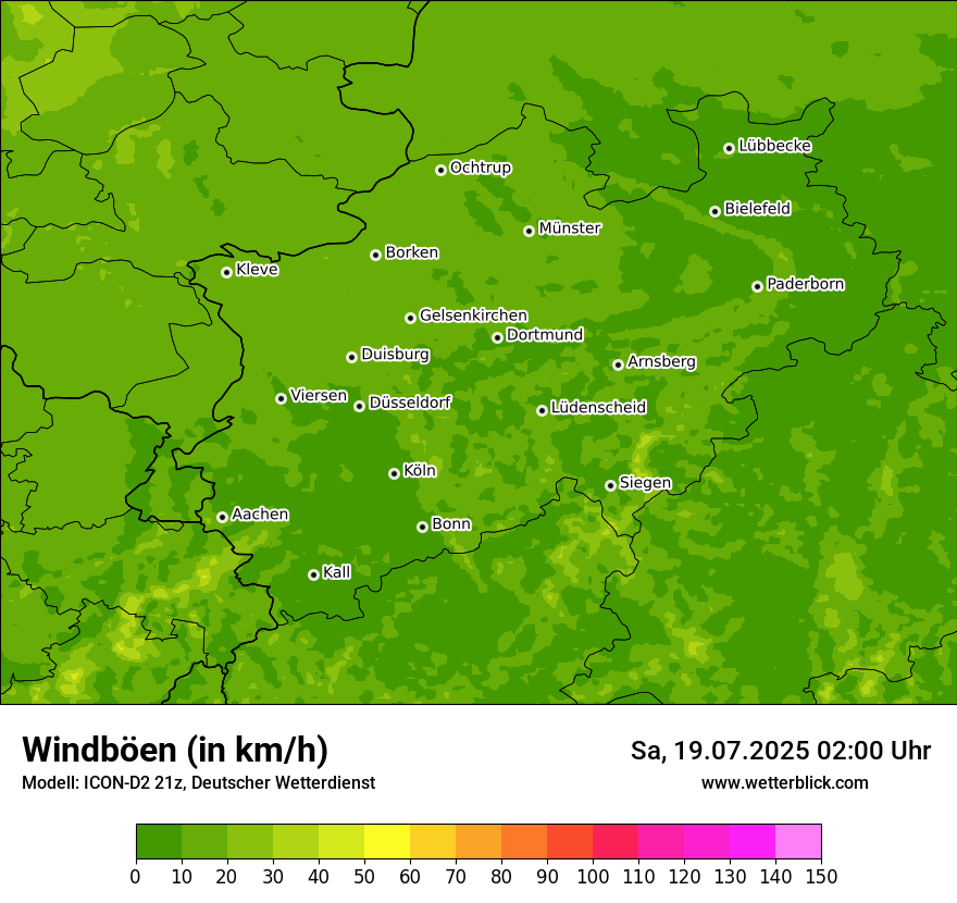 Modellkarten Windgeschwindigkeit