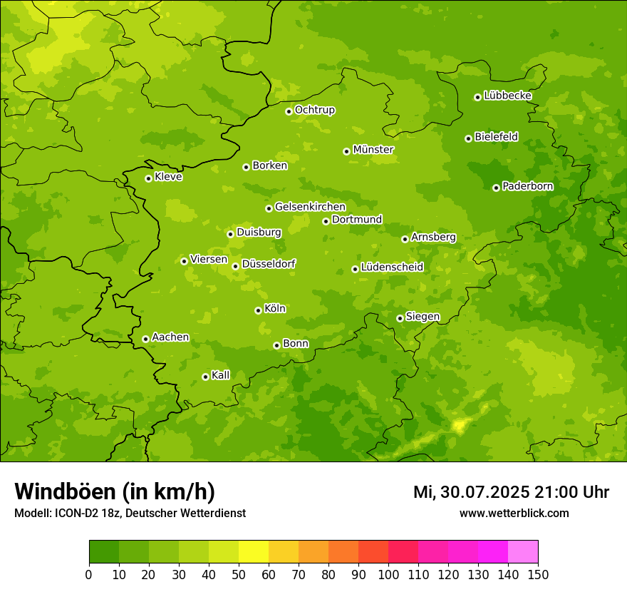 Modellkarten Windgeschwindigkeit