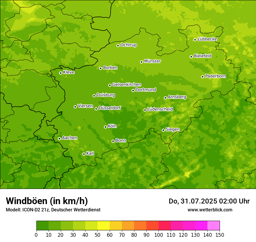 Modellkarten Windgeschwindigkeit