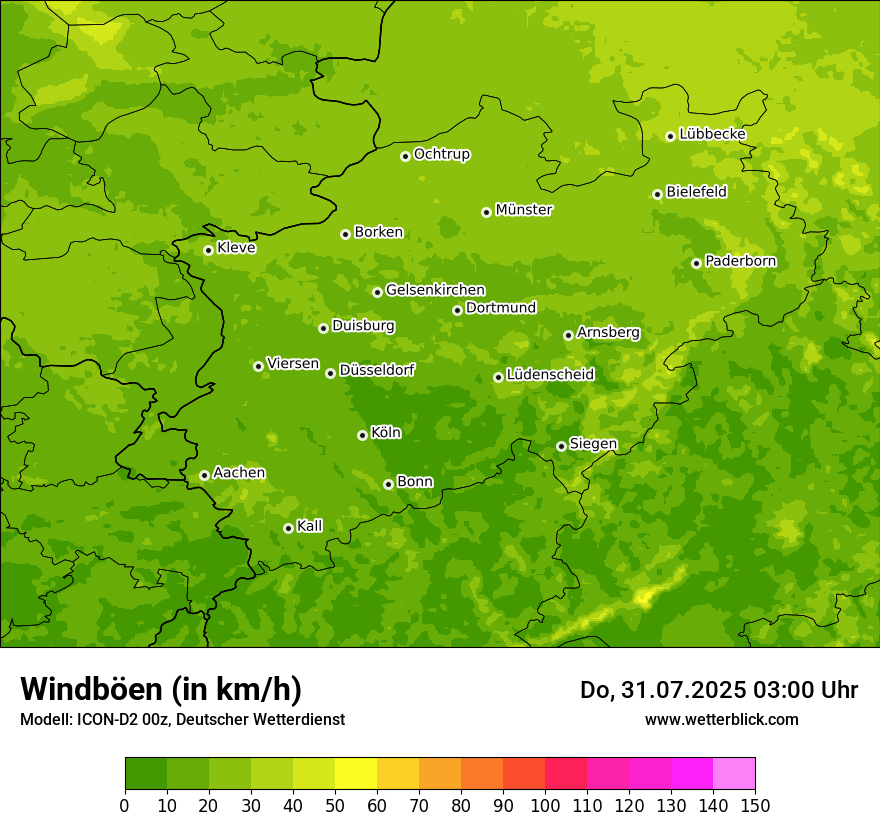 Modellkarten Windgeschwindigkeit
