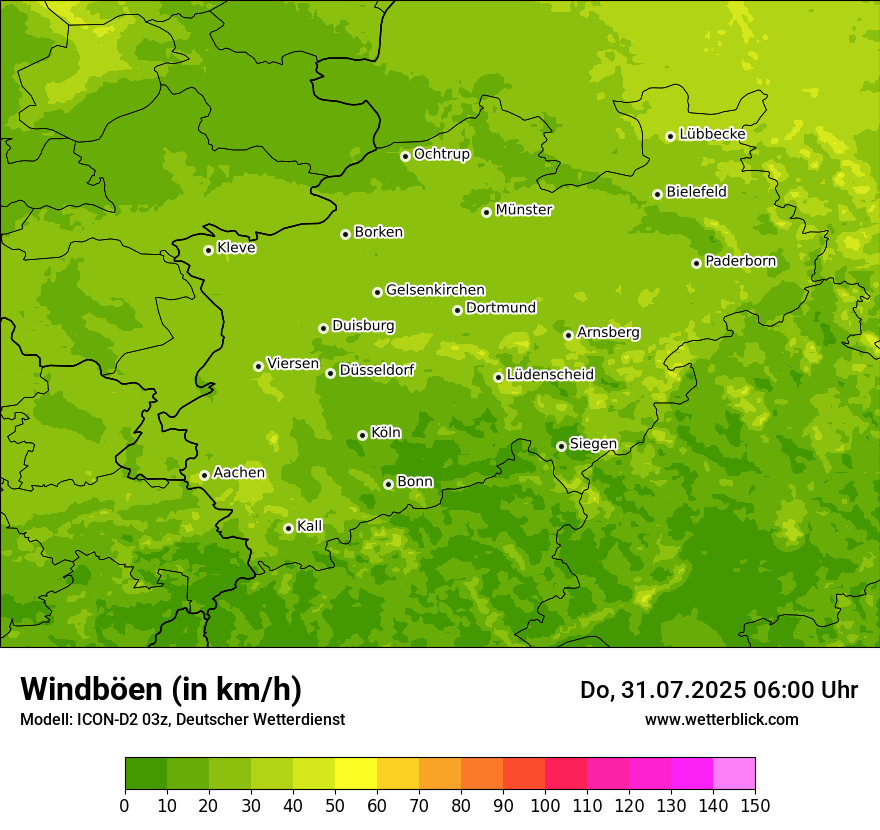 Modellkarten Windgeschwindigkeit