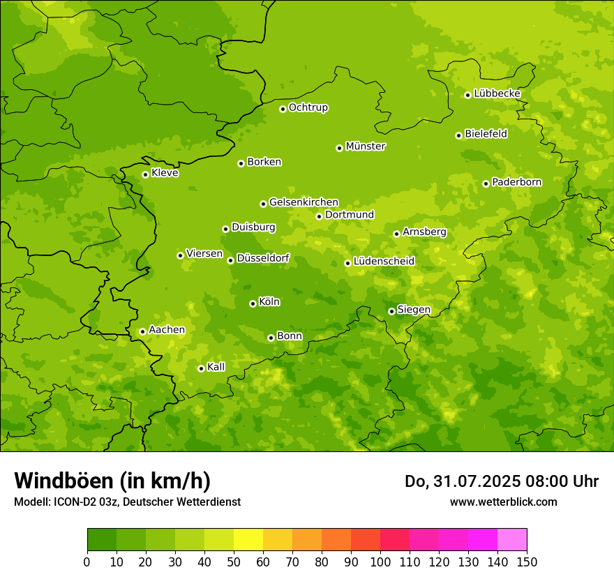 Modellkarten Windgeschwindigkeit