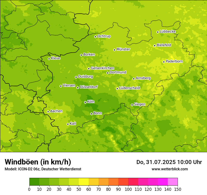 Modellkarten Windgeschwindigkeit