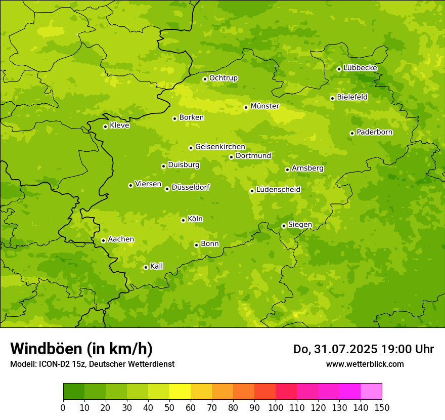 Modellkarten Windgeschwindigkeit
