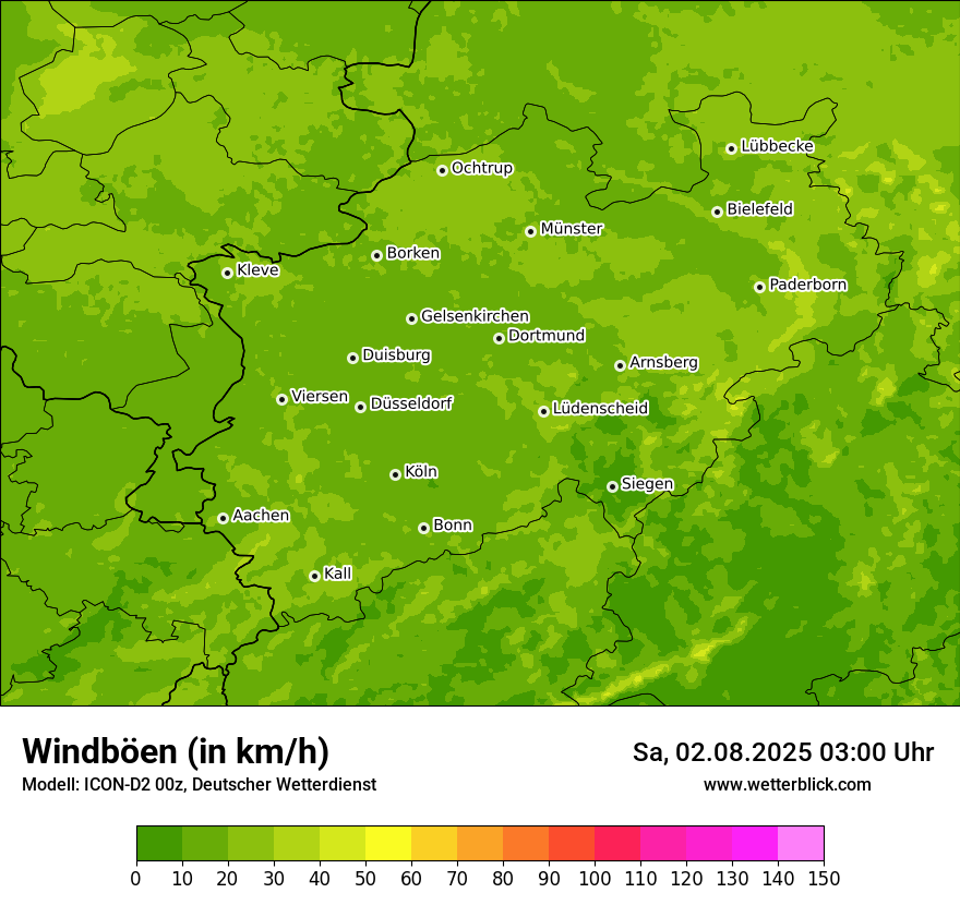 Modellkarten Windgeschwindigkeit