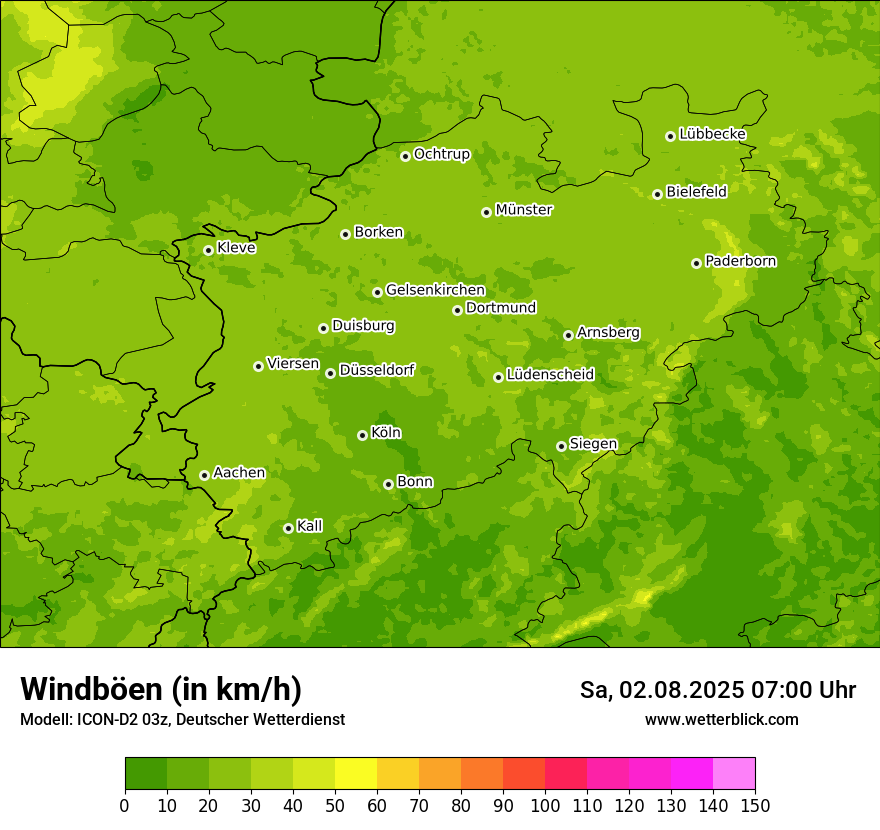 Modellkarten Windgeschwindigkeit