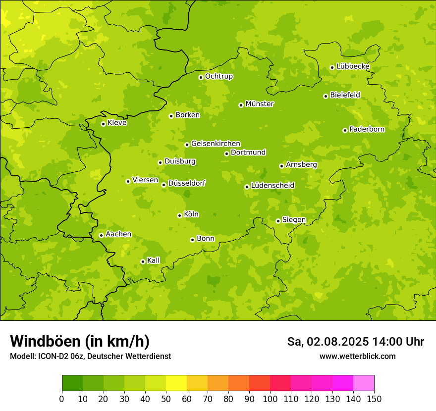 Modellkarten Windgeschwindigkeit