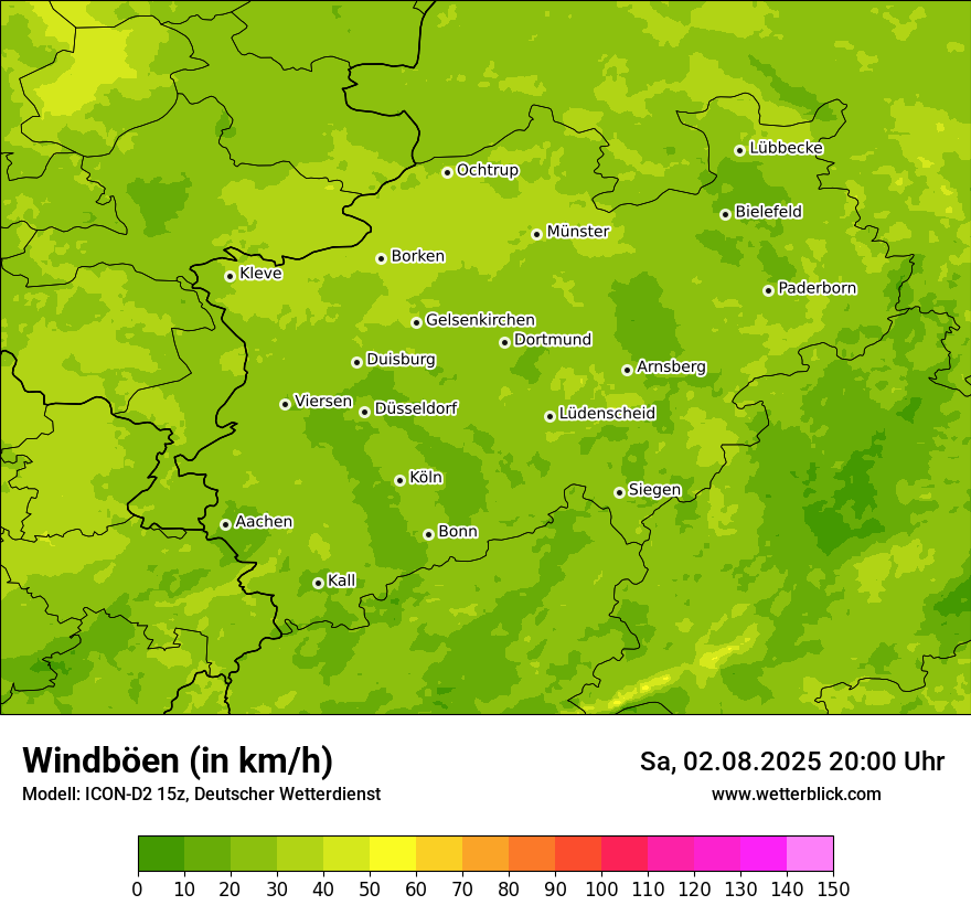 Modellkarten Windgeschwindigkeit