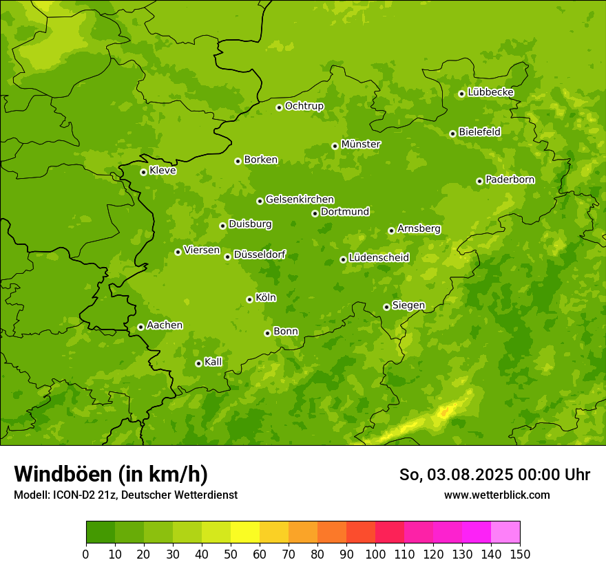 Modellkarten Windgeschwindigkeit