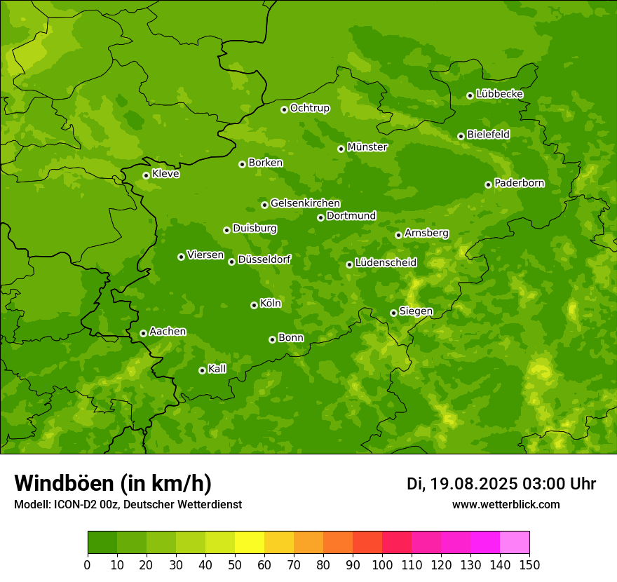 Modellkarten Windgeschwindigkeit