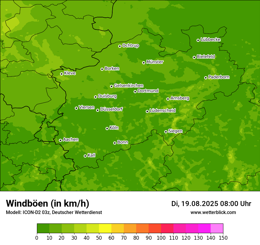 Modellkarten Windgeschwindigkeit