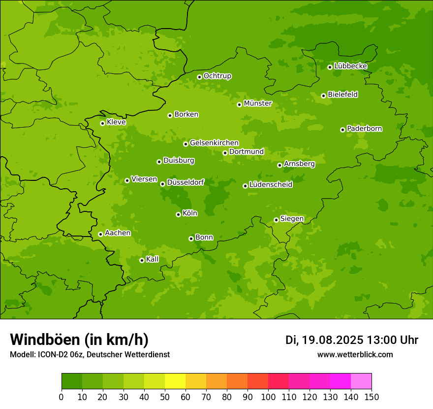 Modellkarten Windgeschwindigkeit