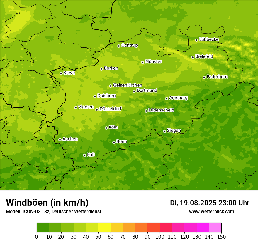 Modellkarten Windgeschwindigkeit
