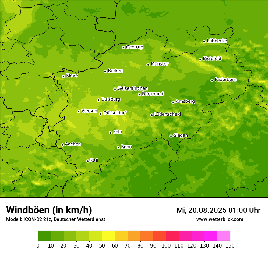 Modellkarten Windgeschwindigkeit