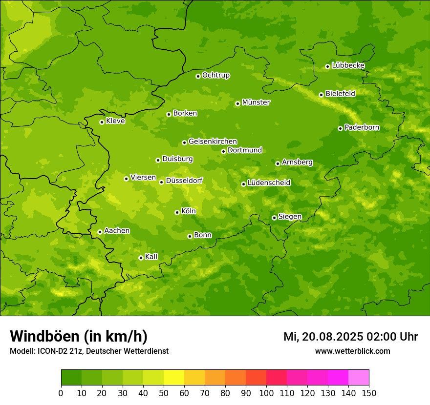Modellkarten Windgeschwindigkeit