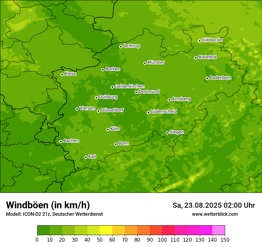 Modellkarten Windgeschwindigkeit