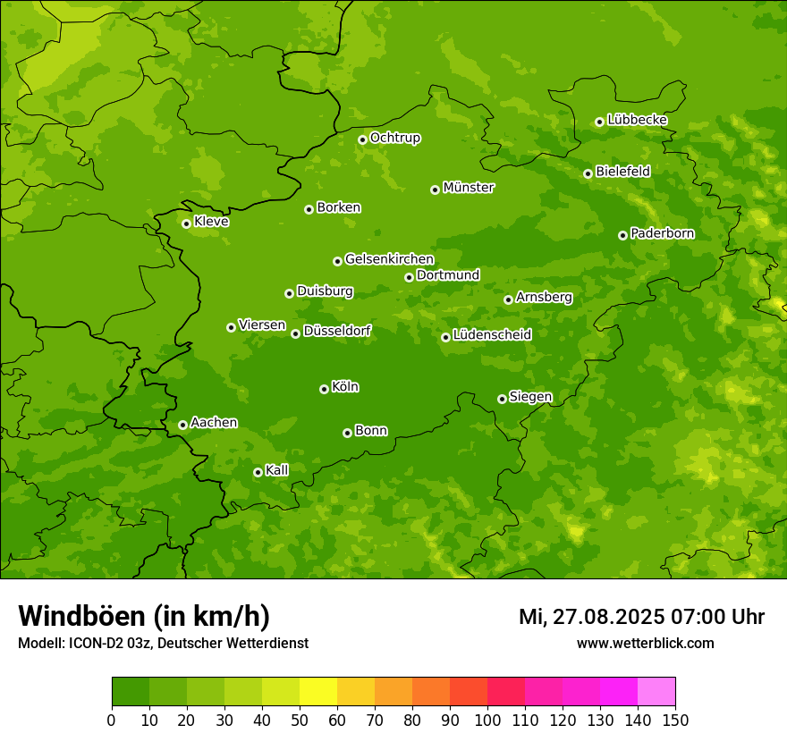 Modellkarten Windgeschwindigkeit