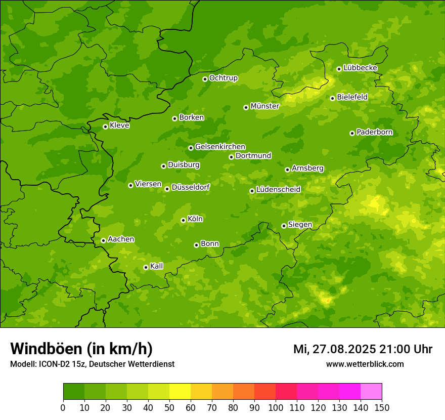 Modellkarten Windgeschwindigkeit