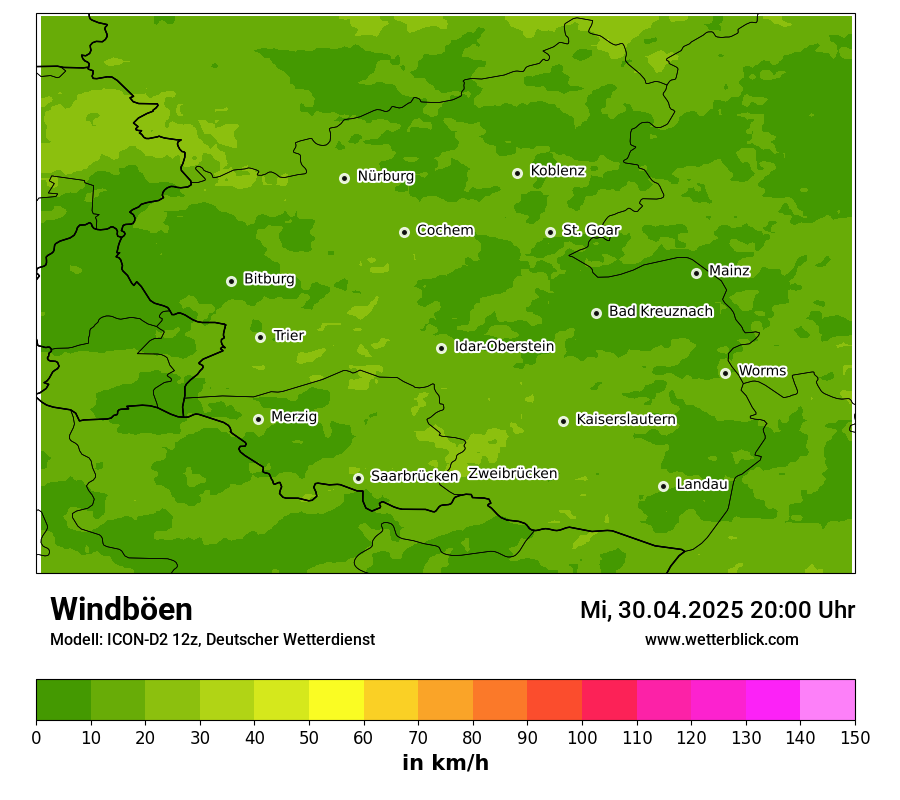 Modellkarten Windgeschwindigkeit