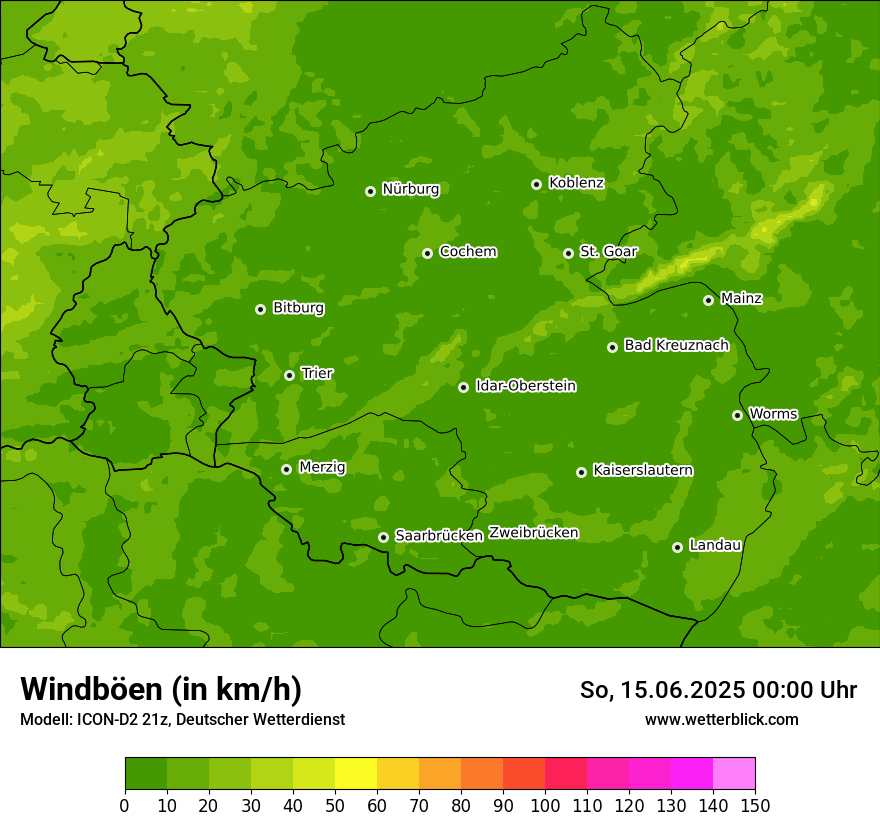 Modellkarten Windgeschwindigkeit