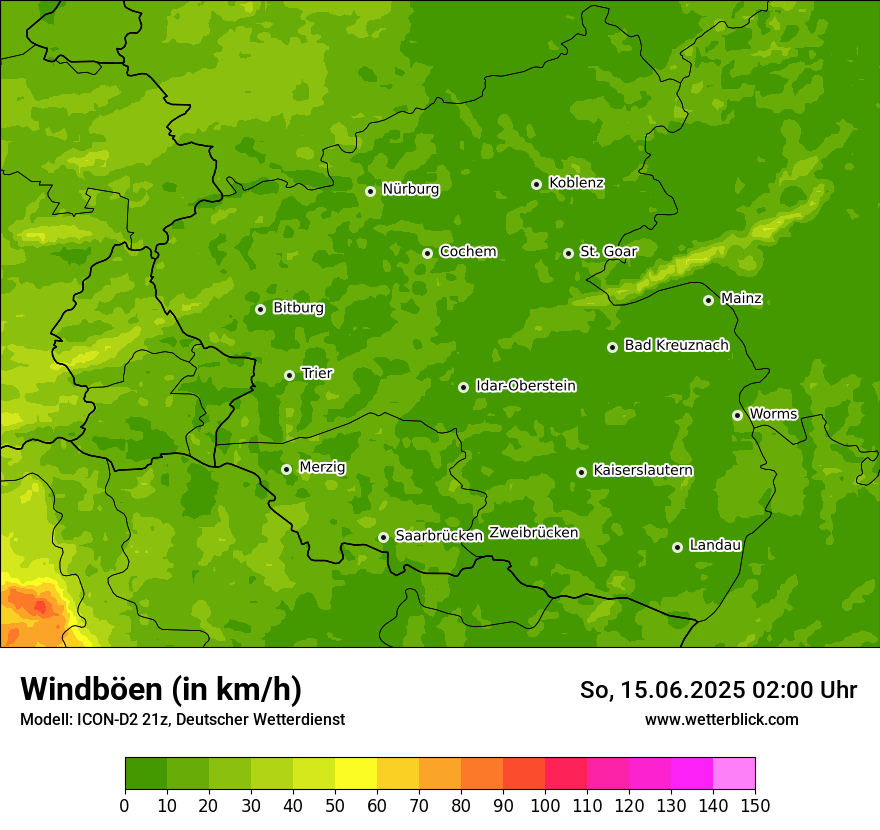 Modellkarten Windgeschwindigkeit