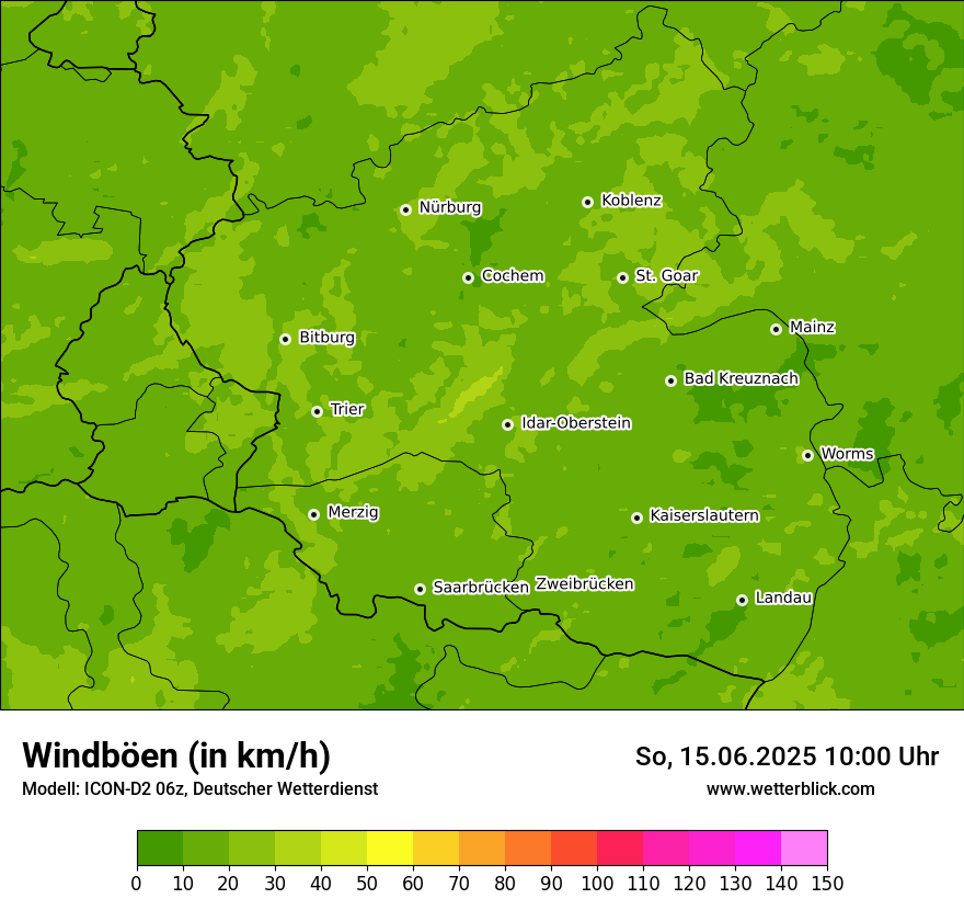 Modellkarten Windgeschwindigkeit