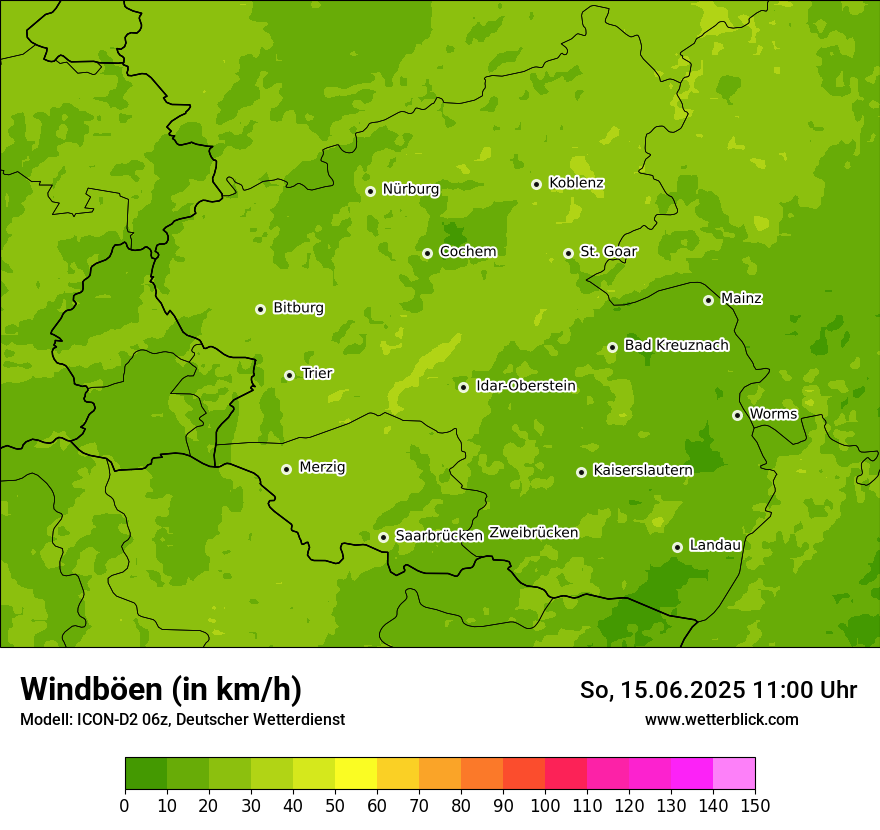 Modellkarten Windgeschwindigkeit