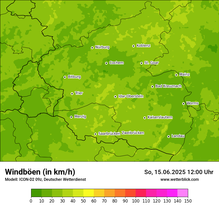 Modellkarten Windgeschwindigkeit
