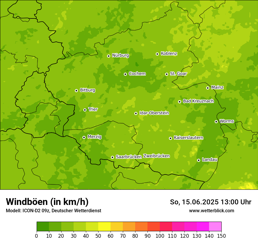 Modellkarten Windgeschwindigkeit