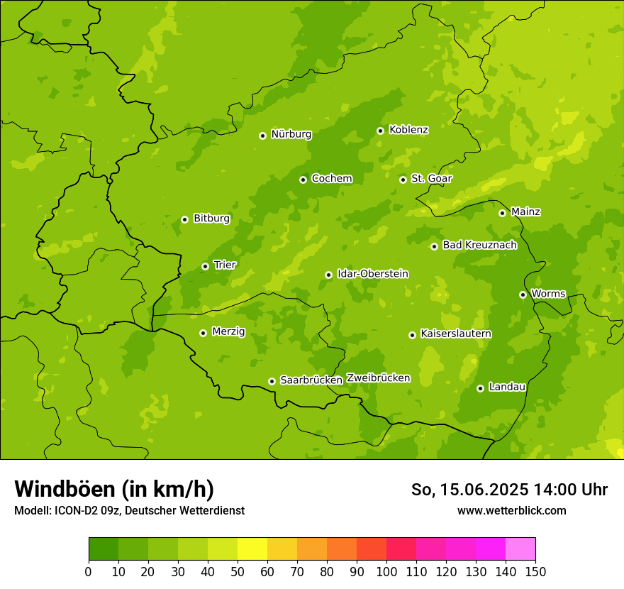 Modellkarten Windgeschwindigkeit