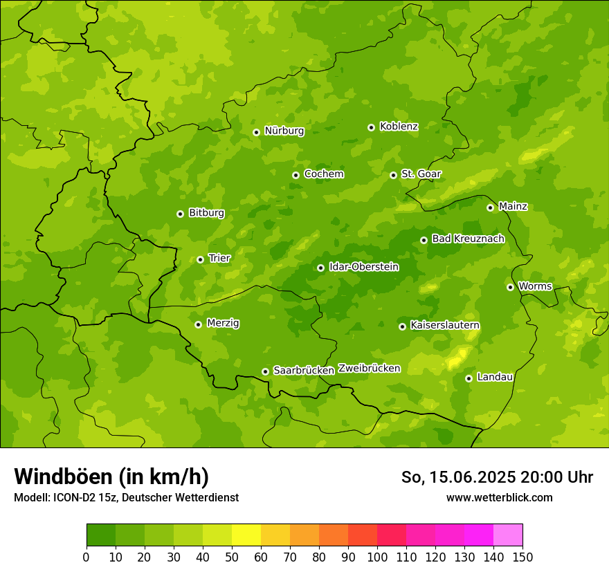 Modellkarten Windgeschwindigkeit