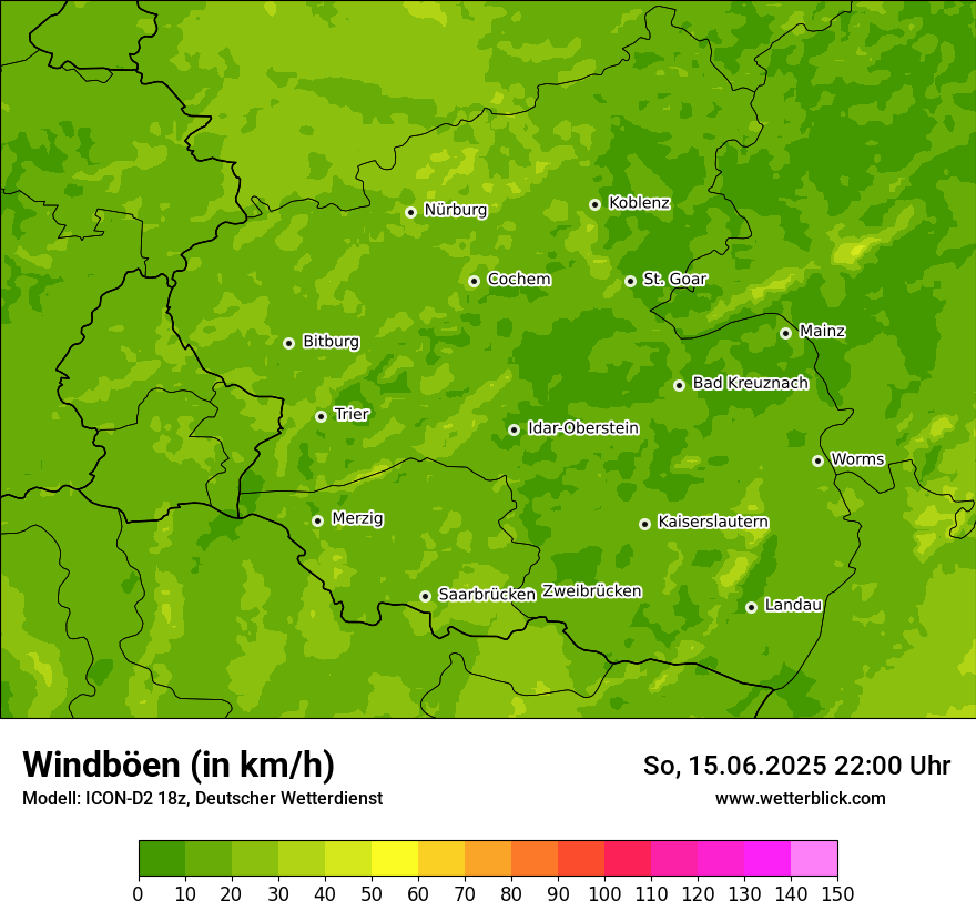 Modellkarten Windgeschwindigkeit