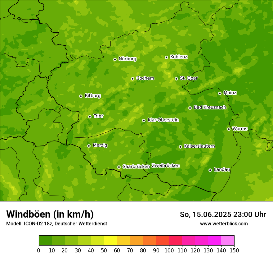 Modellkarten Windgeschwindigkeit
