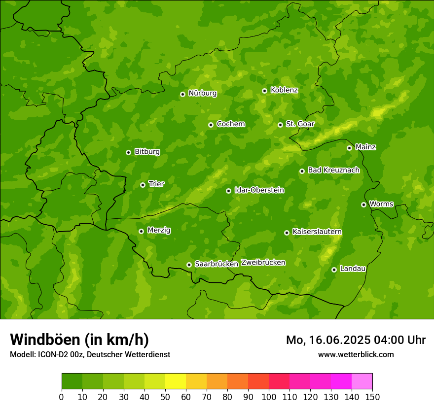 Modellkarten Windgeschwindigkeit