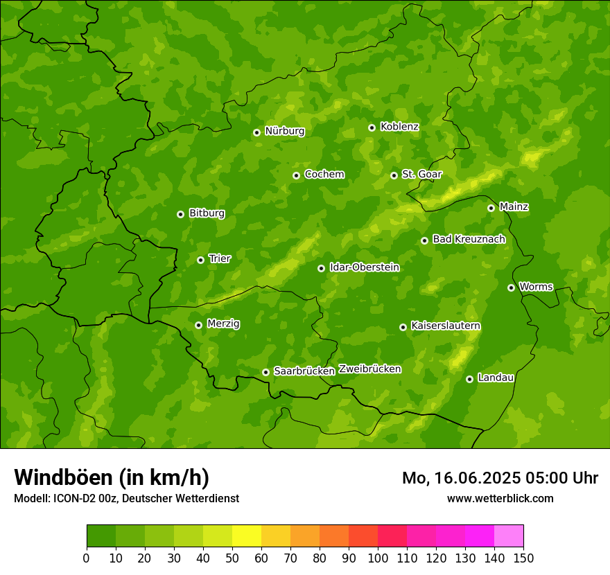 Modellkarten Windgeschwindigkeit